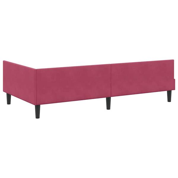 Grote foto vidaxl hoekbedframe wijnrood 100 x 200 cm velvet en engineered hout antiek en kunst stoelen en banken