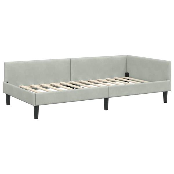 Grote foto vidaxl hoekbedframe lichtgrijs 90 x 200 cm velvet en engineered hout antiek en kunst stoelen en banken