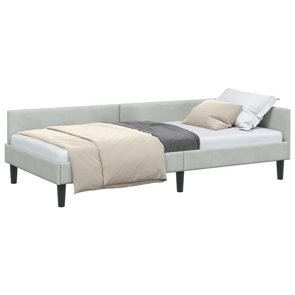 Grote foto vidaxl hoekbedframe lichtgrijs 90 x 200 cm velvet en engineered hout antiek en kunst stoelen en banken