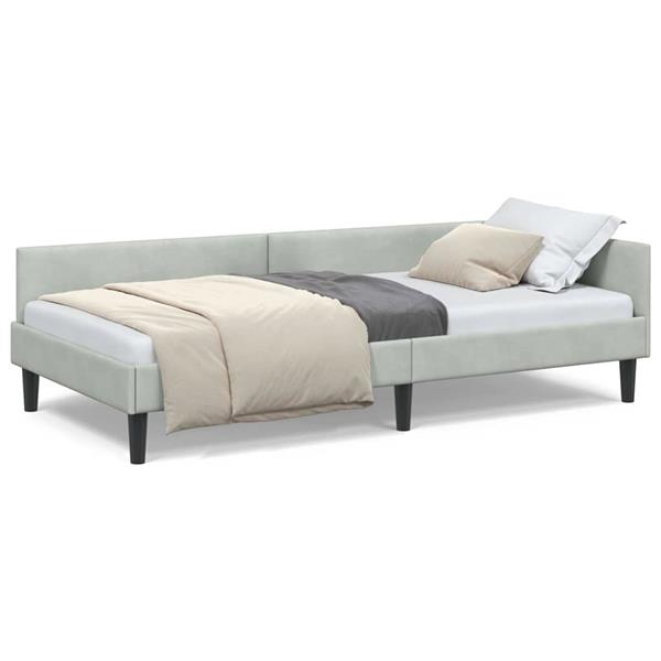 Grote foto vidaxl hoekbedframe lichtgrijs 90 x 200 cm velvet en engineered hout antiek en kunst stoelen en banken