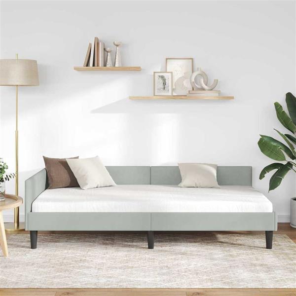 Grote foto vidaxl hoekbedframe lichtgrijs 90 x 200 cm velvet en engineered hout antiek en kunst stoelen en banken