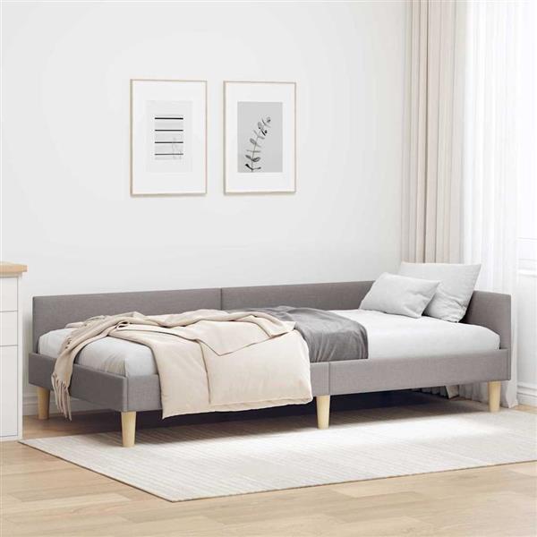 Grote foto vidaxl hoek bed frame taupe 100 x 200 cm stof en geengineerd hout antiek en kunst stoelen en banken
