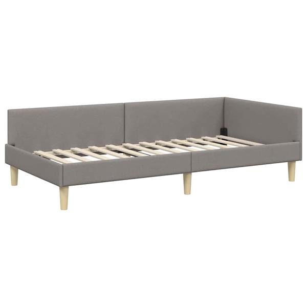 Grote foto vidaxl hoek bed frame taupe 100 x 200 cm stof en geengineerd hout antiek en kunst stoelen en banken