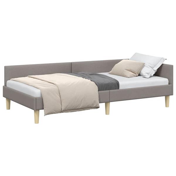 Grote foto vidaxl hoek bed frame taupe 100 x 200 cm stof en geengineerd hout antiek en kunst stoelen en banken