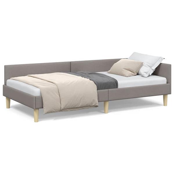 Grote foto vidaxl hoek bed frame taupe 100 x 200 cm stof en geengineerd hout antiek en kunst stoelen en banken