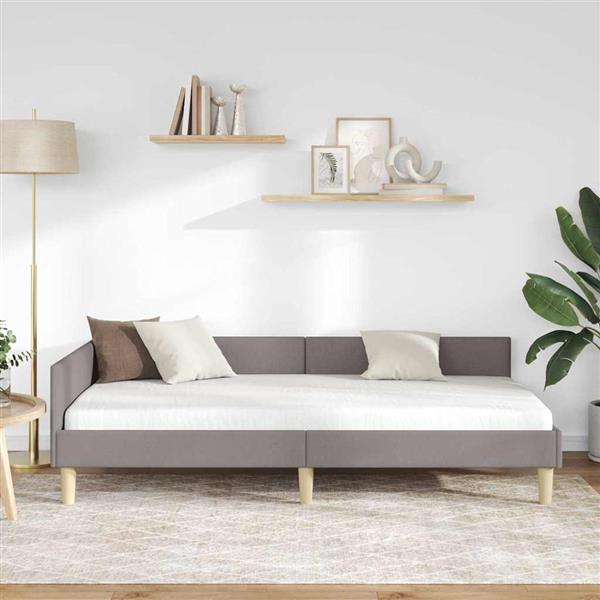 Grote foto vidaxl hoek bed frame taupe 100 x 200 cm stof en geengineerd hout antiek en kunst stoelen en banken
