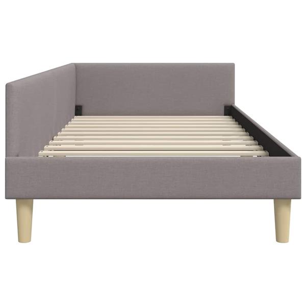 Grote foto vidaxl hoek bed frame taupe 100 x 200 cm stof en geengineerd hout antiek en kunst stoelen en banken