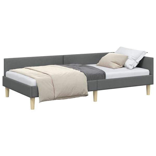 Grote foto vidaxl hoek bed frame anders met hoofdeinde donkergrijs 100 x 200 cm antiek en kunst stoelen en banken