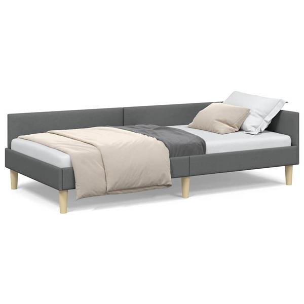 Grote foto vidaxl hoek bed frame anders met hoofdeinde donkergrijs 100 x 200 cm antiek en kunst stoelen en banken