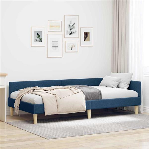 Grote foto vidaxl hoek bed frame blauw 90 x 200 cm stof en geengineerd hout antiek en kunst stoelen en banken