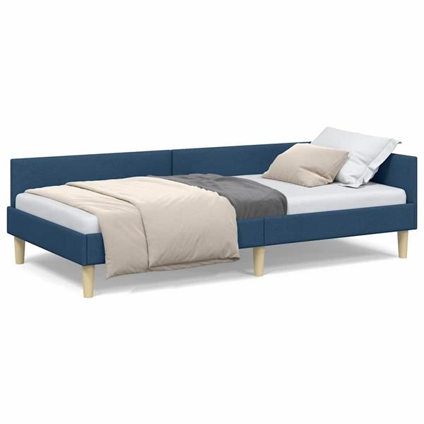 Grote foto vidaxl hoek bed frame blauw 90 x 200 cm stof en geengineerd hout antiek en kunst stoelen en banken