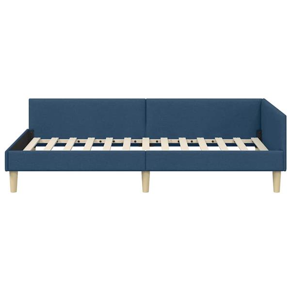 Grote foto vidaxl hoek bed frame blauw 90 x 200 cm stof en geengineerd hout antiek en kunst stoelen en banken