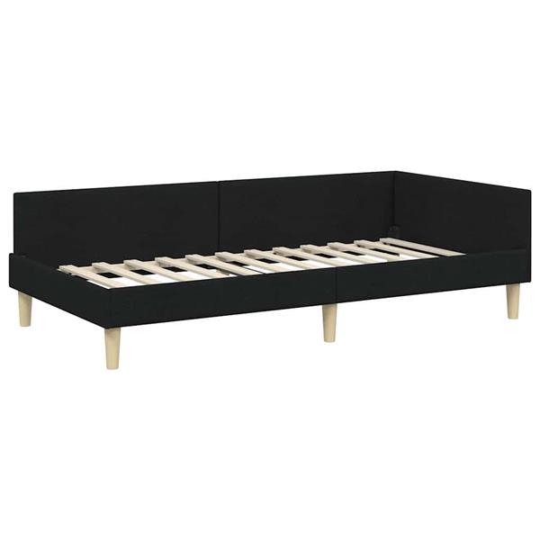Grote foto vidaxl hoek bed frame zwart 90 x 190 cm stof en geengineerd hout antiek en kunst stoelen en banken