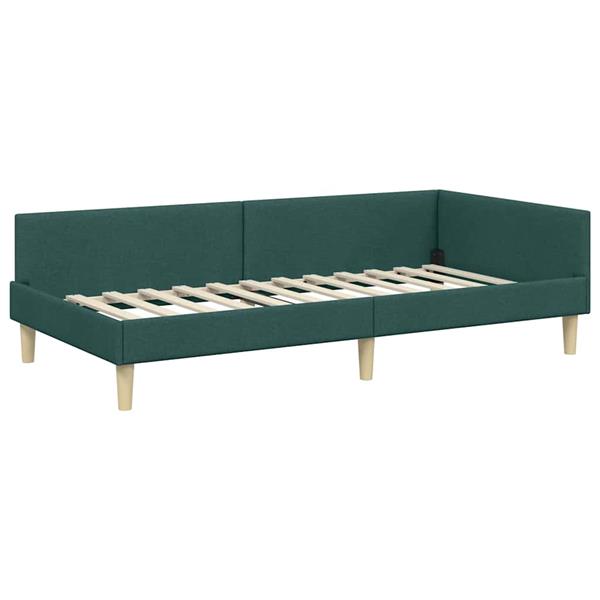 Grote foto vidaxl hoek bed frame donkergroen 80 x 200 cm stof en geengineerd hout antiek en kunst stoelen en banken