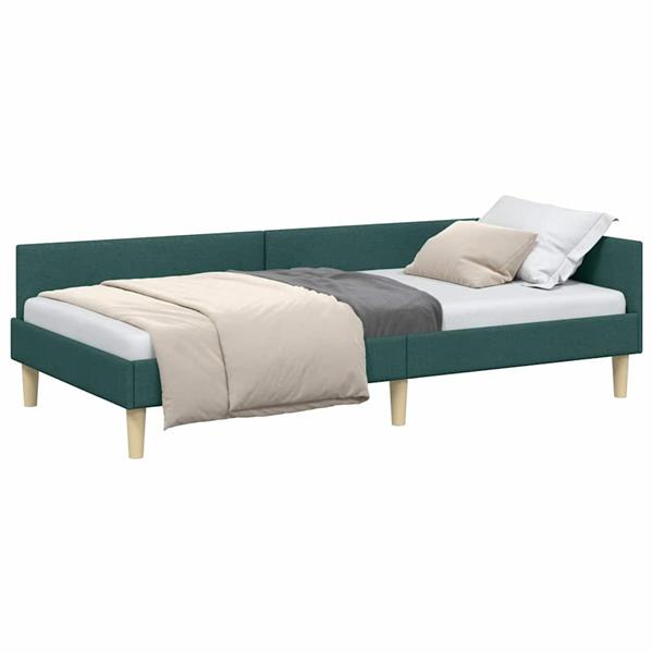 Grote foto vidaxl hoek bed frame donkergroen 80 x 200 cm stof en geengineerd hout antiek en kunst stoelen en banken