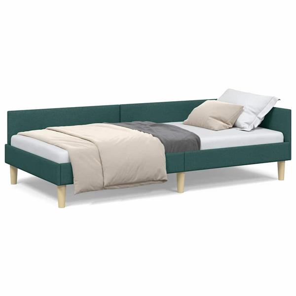 Grote foto vidaxl hoek bed frame donkergroen 80 x 200 cm stof en geengineerd hout antiek en kunst stoelen en banken