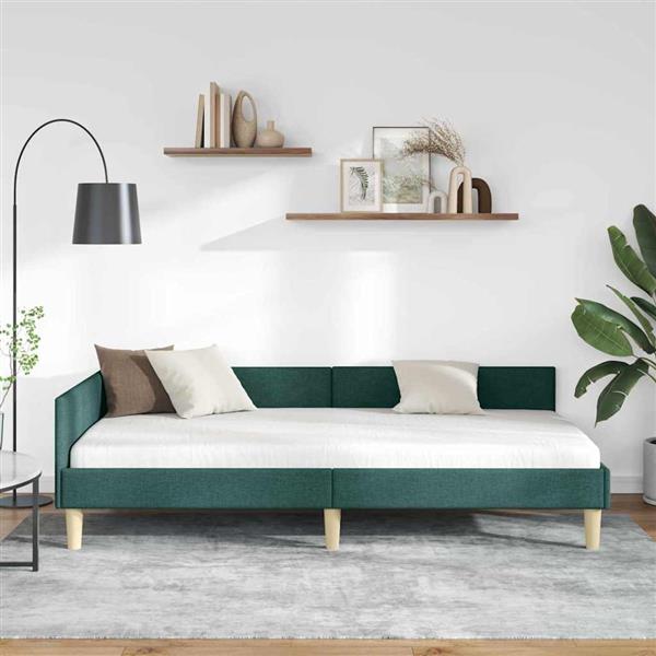 Grote foto vidaxl hoek bed frame donkergroen 80 x 200 cm stof en geengineerd hout antiek en kunst stoelen en banken