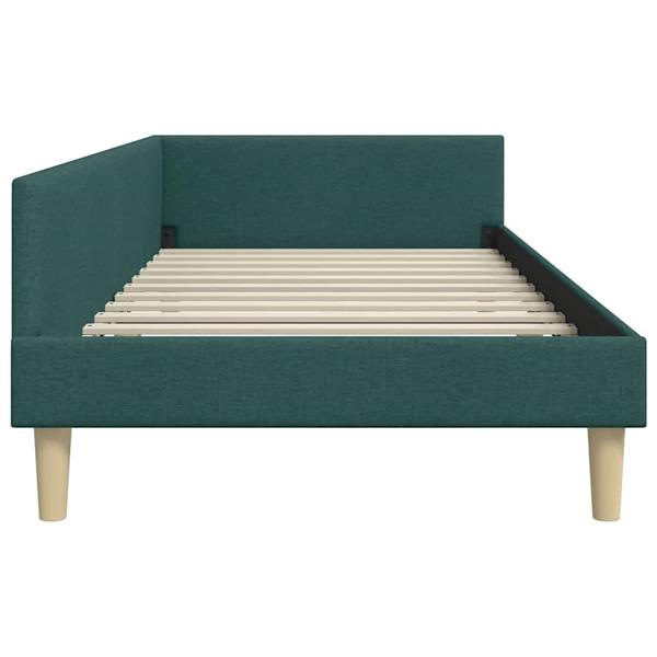 Grote foto vidaxl hoek bed frame donkergroen 80 x 200 cm stof en geengineerd hout antiek en kunst stoelen en banken