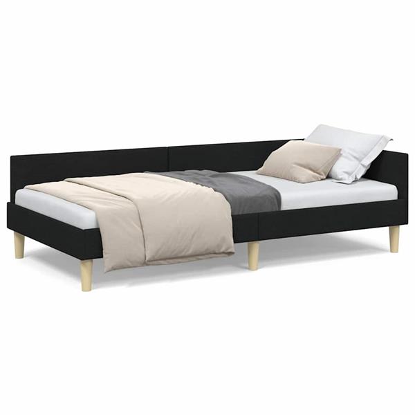 Grote foto vidaxl hoek bed frame zwart 80 x 200 cm stof en geengineerd hout antiek en kunst stoelen en banken