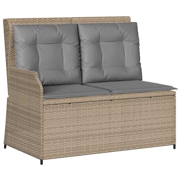 Grote foto vidaxl tuinbank met kussen beige poly riet tuin en terras tuinmeubelen