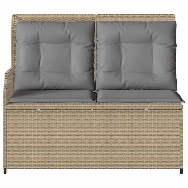 Grote foto vidaxl tuinbank met kussen beige poly riet tuin en terras tuinmeubelen