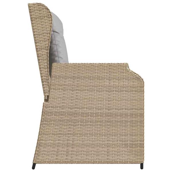 Grote foto vidaxl tuinbank met kussen beige poly riet tuin en terras tuinmeubelen