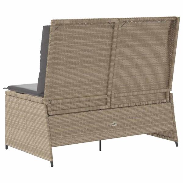Grote foto vidaxl tuinbank met kussen beige poly riet tuin en terras tuinmeubelen