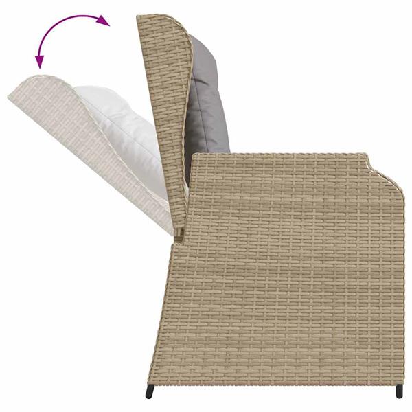 Grote foto vidaxl tuinbank met kussen beige poly riet tuin en terras tuinmeubelen