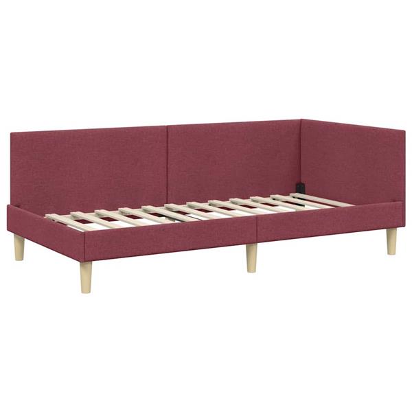 Grote foto vidaxl hoekbedframe wijnrood 100 x 200 cm stof en ge mproviseerd hout antiek en kunst stoelen en banken