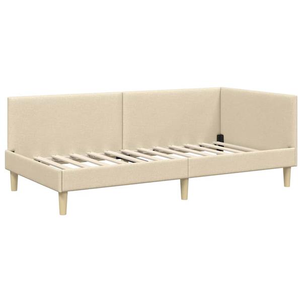 Grote foto vidaxl hoekbedframe cr me 90 x 200 cm stof en ge mproviseerd hout antiek en kunst stoelen en banken