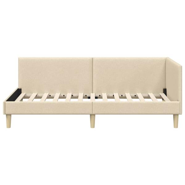 Grote foto vidaxl hoekbedframe cr me 90 x 200 cm stof en ge mproviseerd hout antiek en kunst stoelen en banken
