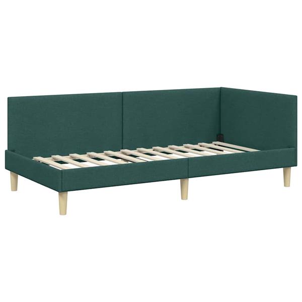 Grote foto vidaxl hoekbedframe anders met hoofdeinde donkergroen 90 x 200 cm antiek en kunst stoelen en banken