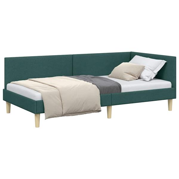 Grote foto vidaxl hoekbedframe anders met hoofdeinde donkergroen 90 x 200 cm antiek en kunst stoelen en banken