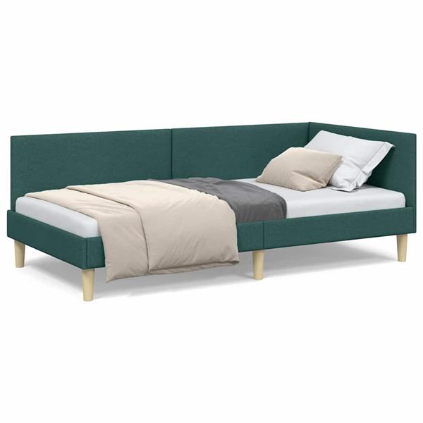 Grote foto vidaxl hoekbedframe anders met hoofdeinde donkergroen 90 x 200 cm antiek en kunst stoelen en banken