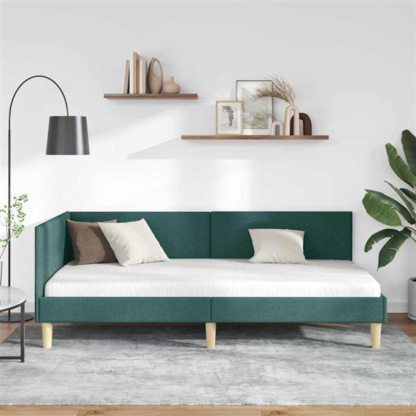 Grote foto vidaxl hoekbedframe anders met hoofdeinde donkergroen 90 x 200 cm antiek en kunst stoelen en banken