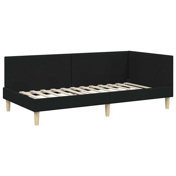 Grote foto vidaxl hoekbedframe zwart 90 x 200 cm stof en ge mproviseerd hout antiek en kunst stoelen en banken