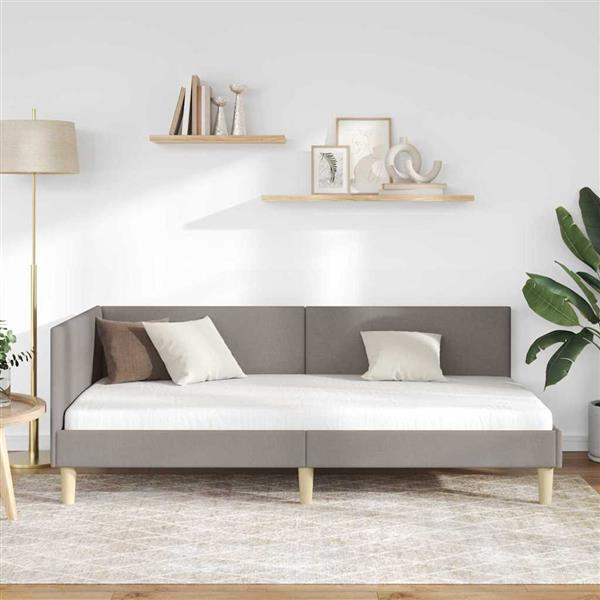 Grote foto vidaxl hoekbedframe taupe 90 x 190 cm stof en ge mproviseerd hout antiek en kunst stoelen en banken