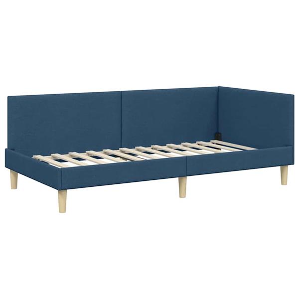 Grote foto vidaxl hoekbedframe blauw 80 x 200 cm stof en ge mproviseerd hout antiek en kunst stoelen en banken