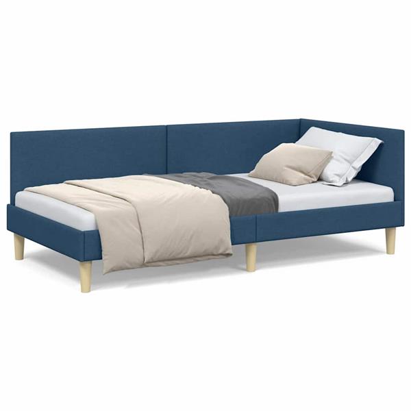 Grote foto vidaxl hoekbedframe blauw 80 x 200 cm stof en ge mproviseerd hout antiek en kunst stoelen en banken