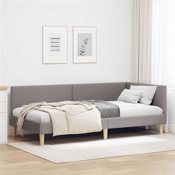 Grote foto vidaxl hoekbedframe taupe 80 x 200 cm stof en ge mproviseerd hout antiek en kunst stoelen en banken