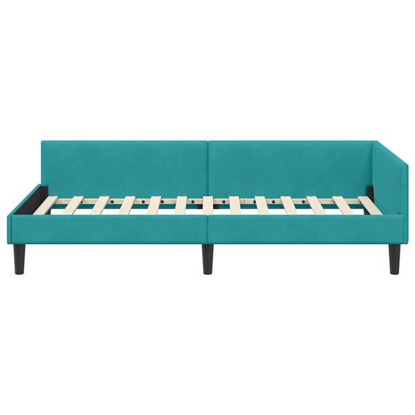 Grote foto vidaxl hoekbedframe turquoise 100 x 200 cm velvet en engineered hout antiek en kunst stoelen en banken