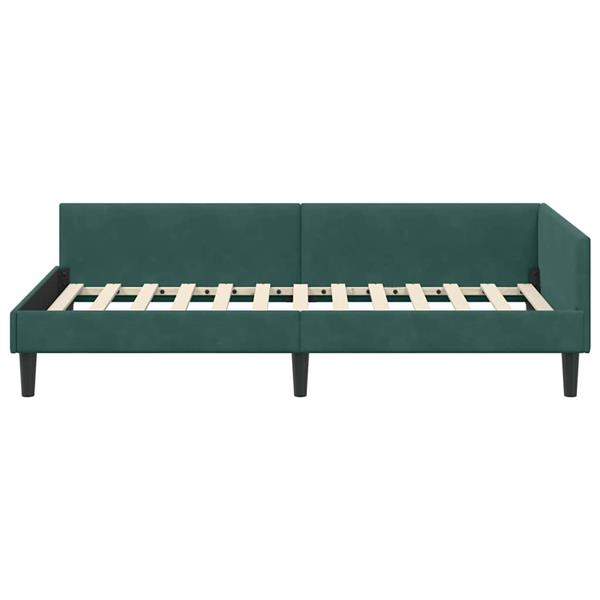 Grote foto vidaxl hoekbedframe donkergroen 100 x 200 cm velvet en engineered hout antiek en kunst stoelen en banken
