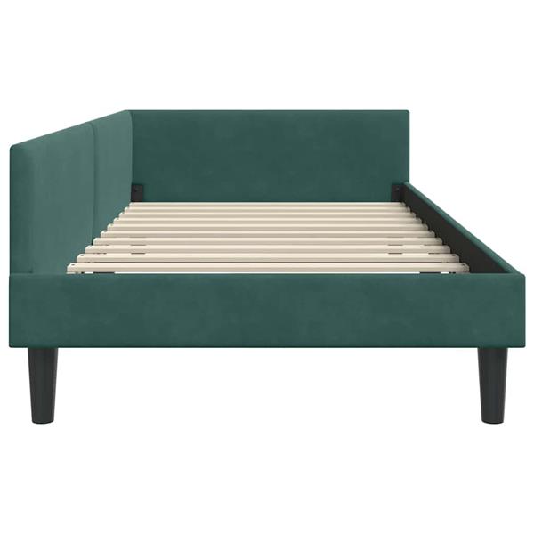 Grote foto vidaxl hoekbedframe donkergroen 100 x 200 cm velvet en engineered hout antiek en kunst stoelen en banken