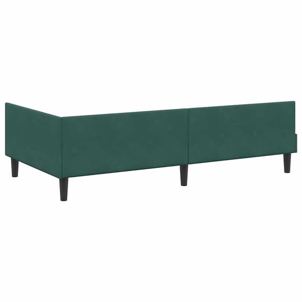 Grote foto vidaxl hoekbedframe donkergroen 100 x 200 cm velvet en engineered hout antiek en kunst stoelen en banken