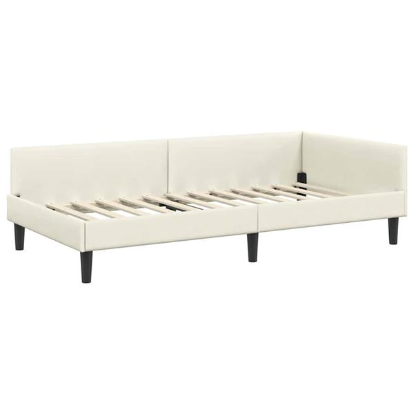 Grote foto vidaxl hoekbedframe cr me 90 x 200 cm velvet en engineered hout antiek en kunst stoelen en banken