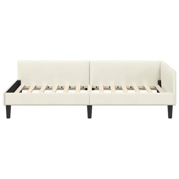 Grote foto vidaxl hoekbedframe cr me 90 x 200 cm velvet en engineered hout antiek en kunst stoelen en banken
