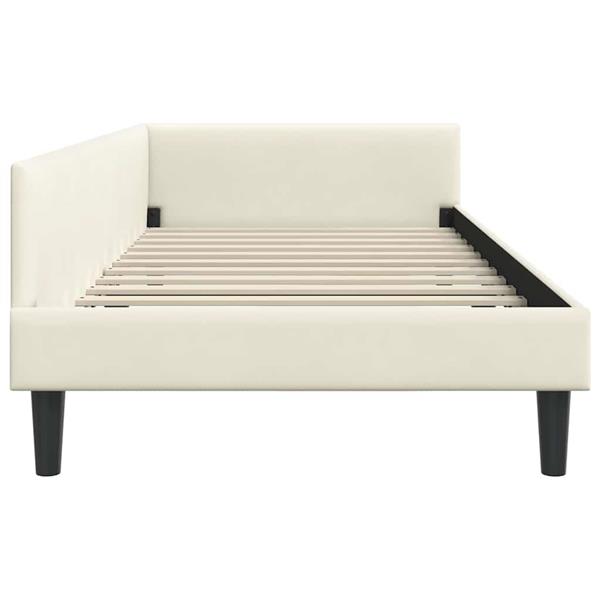 Grote foto vidaxl hoekbedframe cr me 90 x 200 cm velvet en engineered hout antiek en kunst stoelen en banken