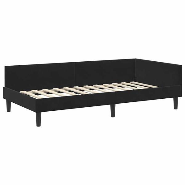 Grote foto vidaxl hoekbedframe zwart 90 x 200 cm velvet en engineered hout antiek en kunst stoelen en banken