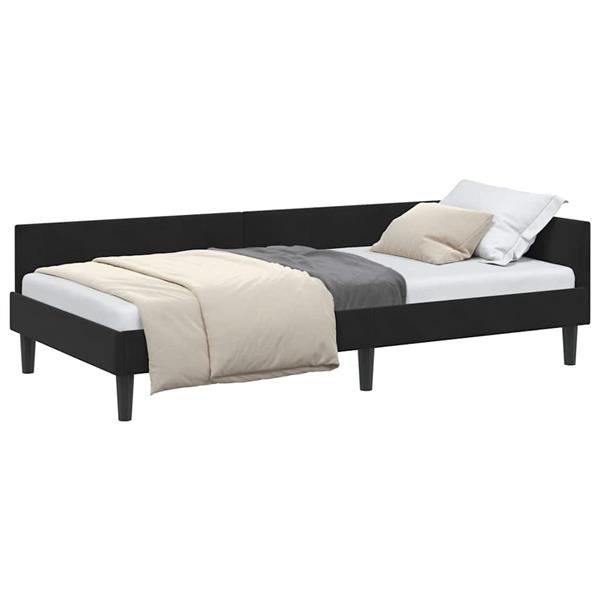 Grote foto vidaxl hoekbedframe zwart 90 x 200 cm velvet en engineered hout antiek en kunst stoelen en banken