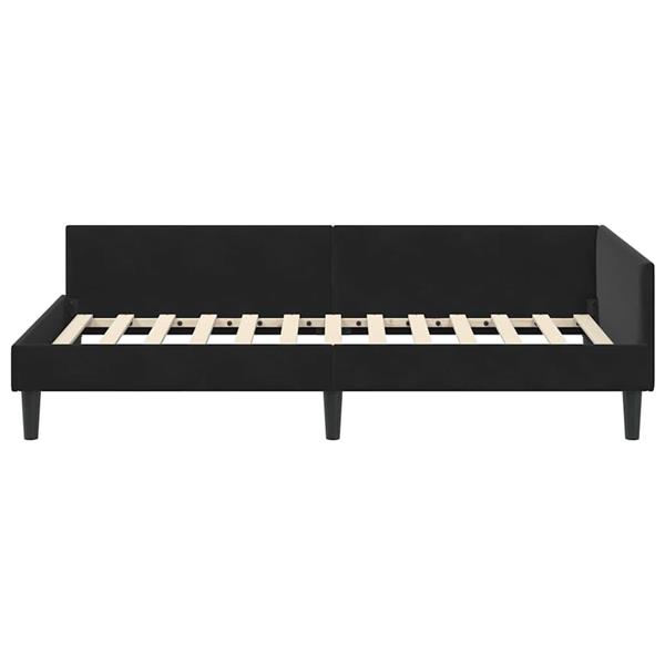 Grote foto vidaxl hoekbedframe zwart 90 x 200 cm velvet en engineered hout antiek en kunst stoelen en banken